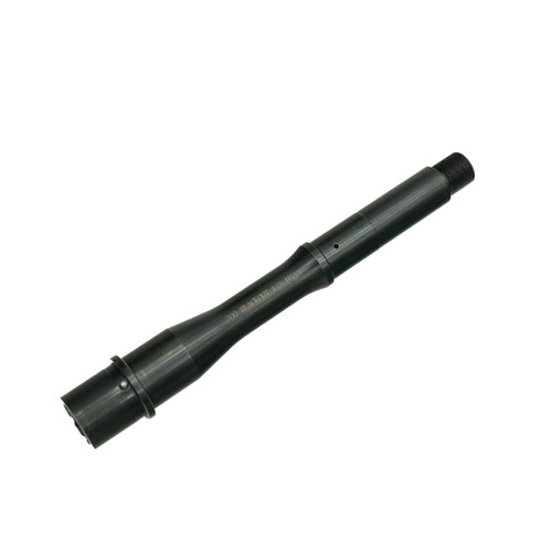 Top right angled view of DSI 7.5-inch .300 Blackout AR barrel with 1 in 8 twist, nitride finish, and 5/8x24 threaded muzzle