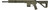 Side back view of olive drab green DS-15 MD HBAR Typhoon rifle with matched receiver, 16″ HBAR barrel, Firestorm comp
