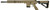 Side front view of flat dark earth DS-15 MD HBAR Typhoon rifle with matched receiver, 16″ HBAR barrel, Firestorm comp