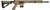 Side front view of flat dark earth DS-15 MD HBAR Typhoon rifle with matched receiver, 16″ HBAR barrel, Firestorm comp