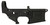 Top-down right side view of ambidextrous DS-15 stripped lower receiver with full ambidextrous controls, forged 7075-T6 aluminum, black anodized finish