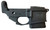Side view of DS-15 forged fixed magazine stripped lower receiver with closed winter trigger guard, integrated Magpul PMAG Gen M3 10-round fixed magazine, forged 7075-T6