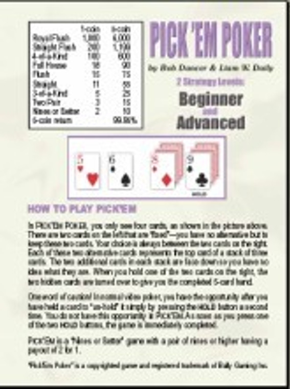 Strategy Card for Pick'Em Video Poker