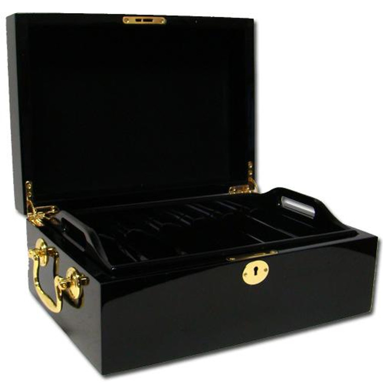 500 Count Black Mahogany Poker Chip Case