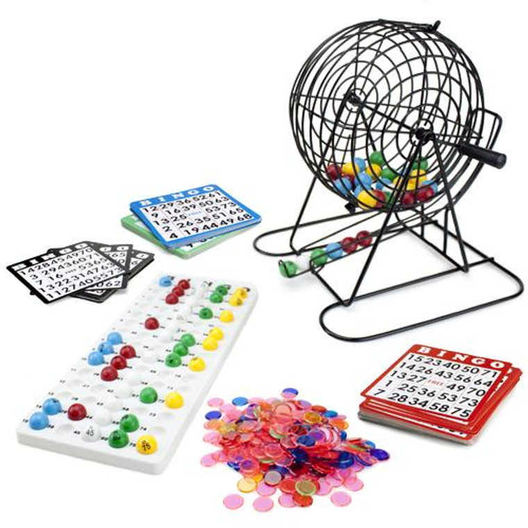 Jumbo Bingo Set: 9-Inch Metal Cage with Calling Board