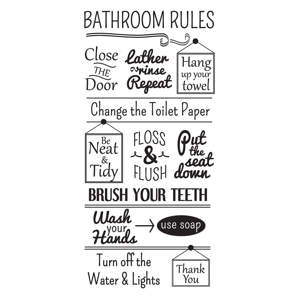 Bathroom Rules - Wall Design - Simply Said