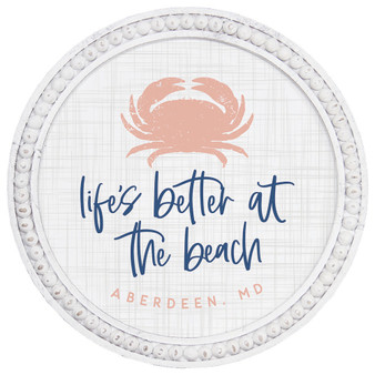 Life's Better Crab PER - Beaded Round Wall Art