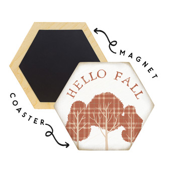 Hello Fall Plaid Trees - Honeycomb Coasters