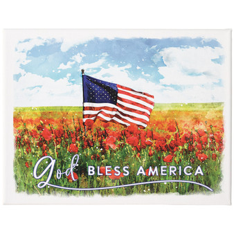 Poppies Flag God Bless - Wrapped Canvas