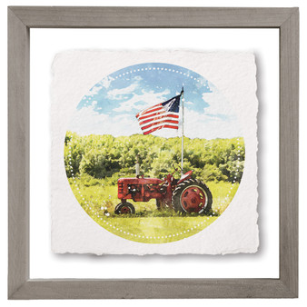 Tractor Flag Watercolor - Floating Art Square