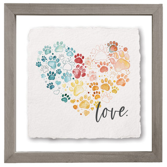 Love Pawprint Heart - Floating Art Square