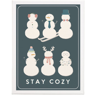 Stay Cozy Snowmen 9x12 - Wrapped Canvas