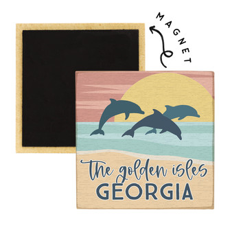 Dolphins Sunset PER - Square Magnets