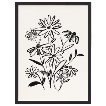 Black Flower Bouquet - Thin Frame Rectangle