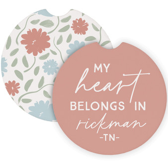 Heart Belongs Flowers LOC - Car Coasters