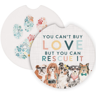 Love Rescue It Paw - Car Coasters