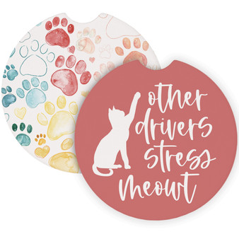 Stress Meowt Paw Prints - Car Coasters