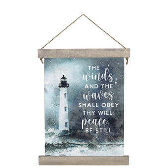 Winds Waves Lighthouse - Hanging Canvas