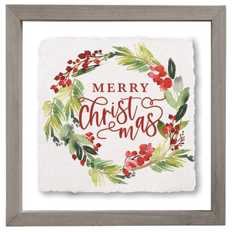 Merry Christmas Wreath - Floating Art Square