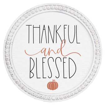 Thankful And Blessed - Beaded Round Wall Art