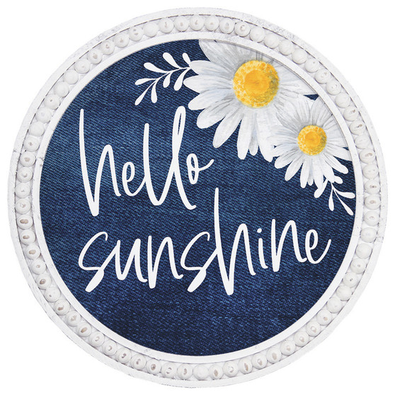 Hello Sunshine Denim - Beaded Round Wall Art