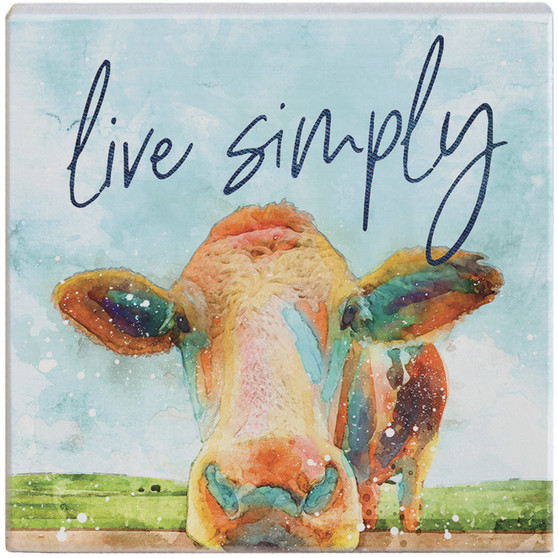Live Simply Cow - Small Talk Square
