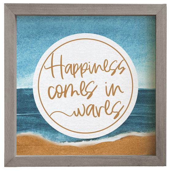 Happiness Comes Waves - Rustic Frame