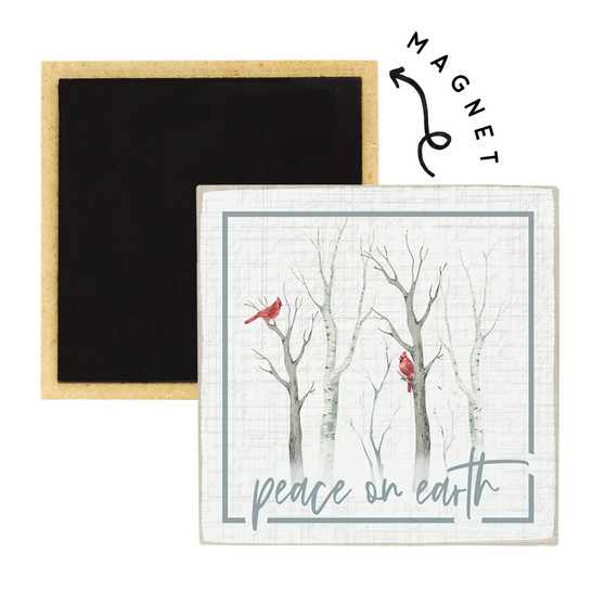 Peace On Earth Cardinal - Square Magnets