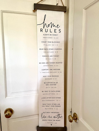 Home Rules  - Long Hanging Canvas