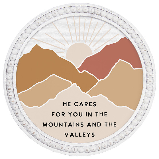 Mountains And Valleys - Beaded Round Wall Art