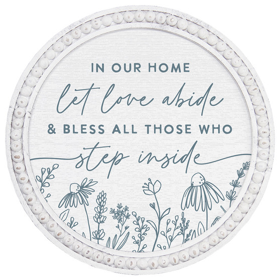 Let Love Abide - Beaded Round Wall Art