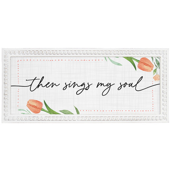 Sings My Soul Tulips - Beaded Rectangle Wall Art