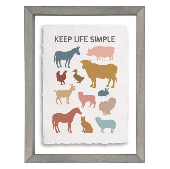 Life Simple Farm Animals - Floating Frame Art