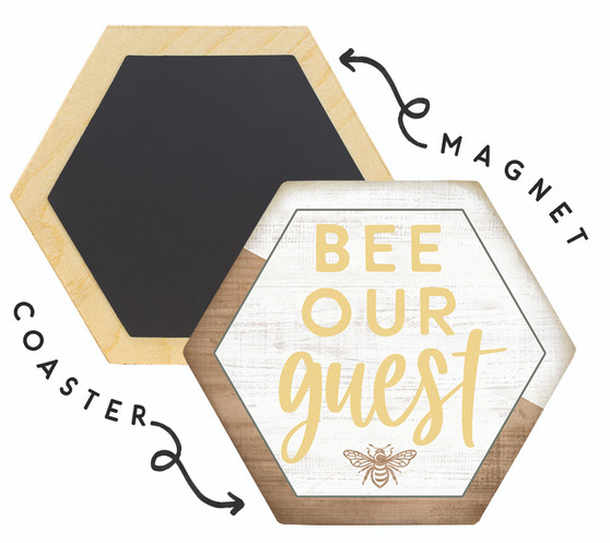 Bee Our Guest Wood  - Honeycomb Magnetic Coaster