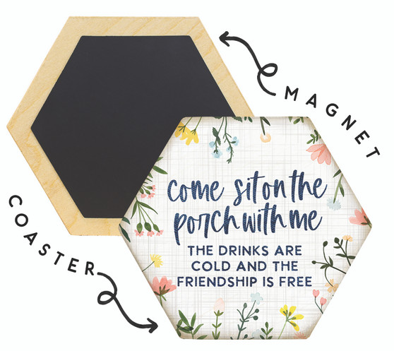 Sit On The Porch Floral PER  - Honeycomb Magnetic Coaster