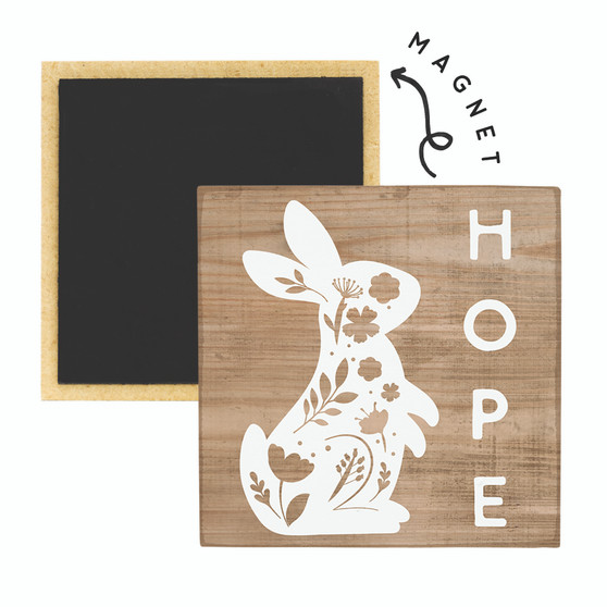 Hope Wood Bunny- Square Magnet