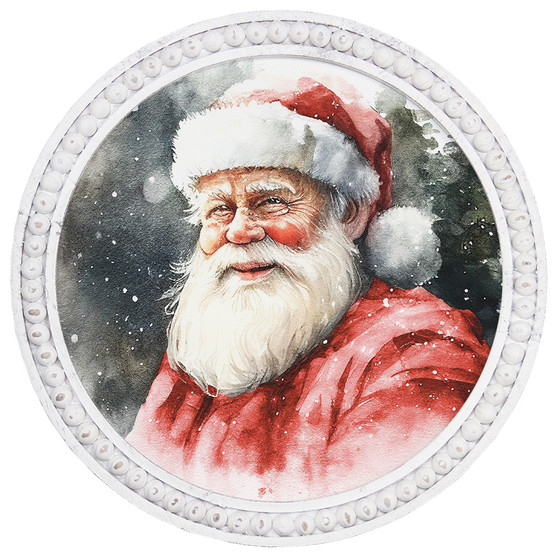 Watercolor Santa - Beaded Art Round