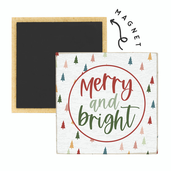 Merry And Bright Trees - Square Magnets