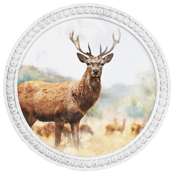 Watercolor Deer - Beaded Art Round