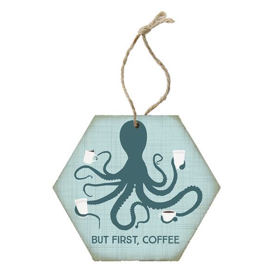 First Coffee Octopus - Honeycomb Ornaments