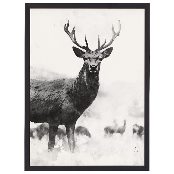 B&W Deer - Thin Frame Rectangle