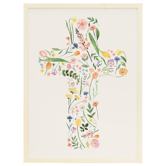 Floral Cross- Thin Frame Rectangle