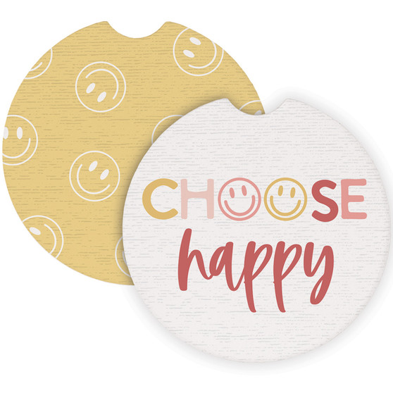 Choose Happy Smileys - Car Coasters