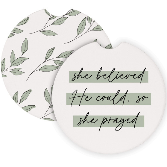 She Believed Leaves - Car Coasters