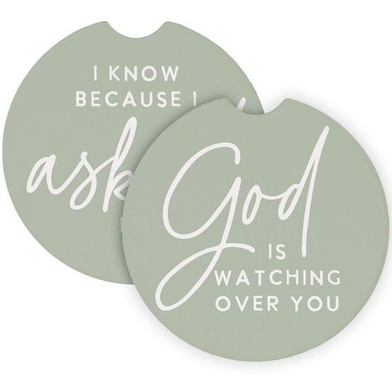 God Is Watching Asked - Car Coasters