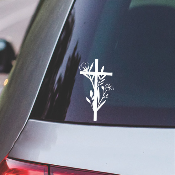 Floral Cross - Vinyl Decals