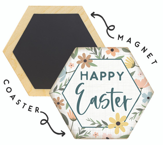 Happy Easter Flowers - Honeycomb Coasters