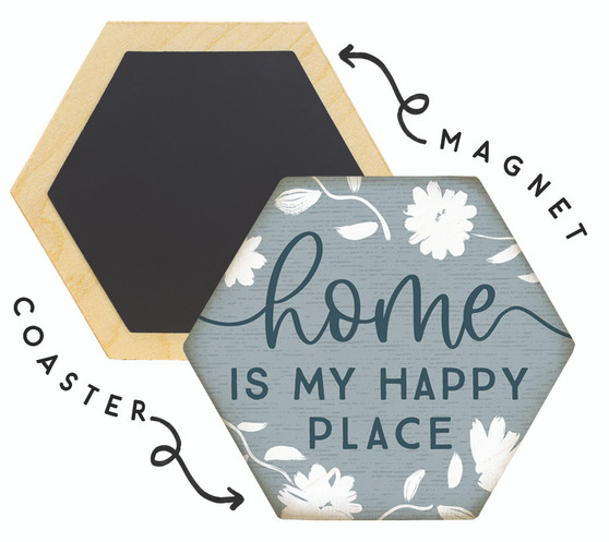 Home Happy Place Blue - Honeycomb Coasters