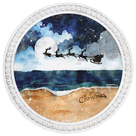 Beach Santa Sleigh - Beaded Art Round