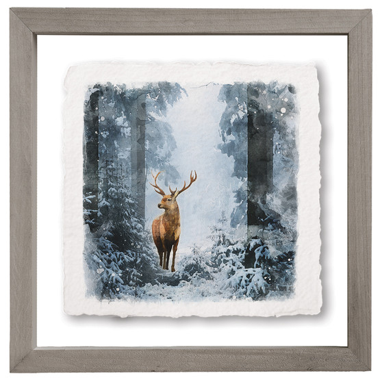 Winter Deer Forest - Floating Art Square